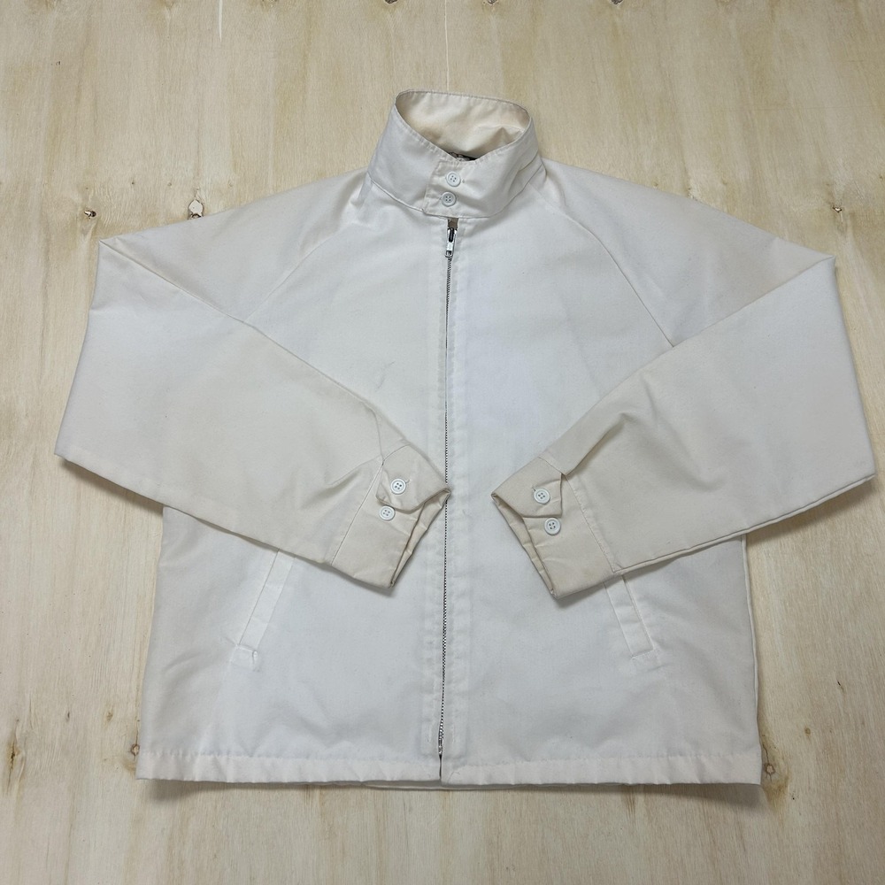 Vintage Sportsmaster Jacket Mens Small White Canvas Windbreaker Made In USA